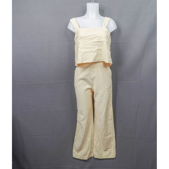 Sezane Womens Jumpsuit 34 US Cream Off White‎ Penelope Wide Leg NEW